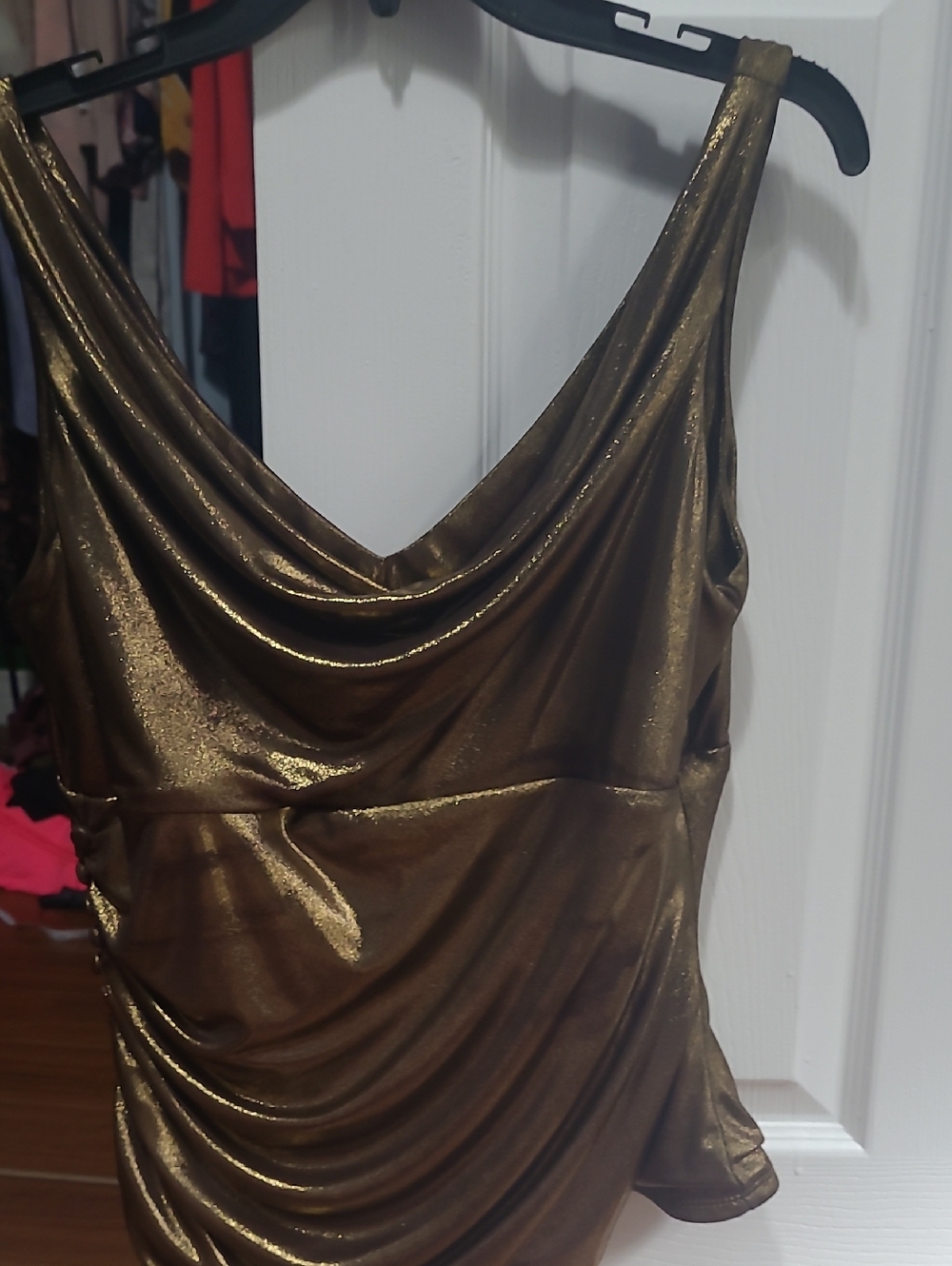 Frank Lyman Design Metallic Bronze Cowl Neck Top